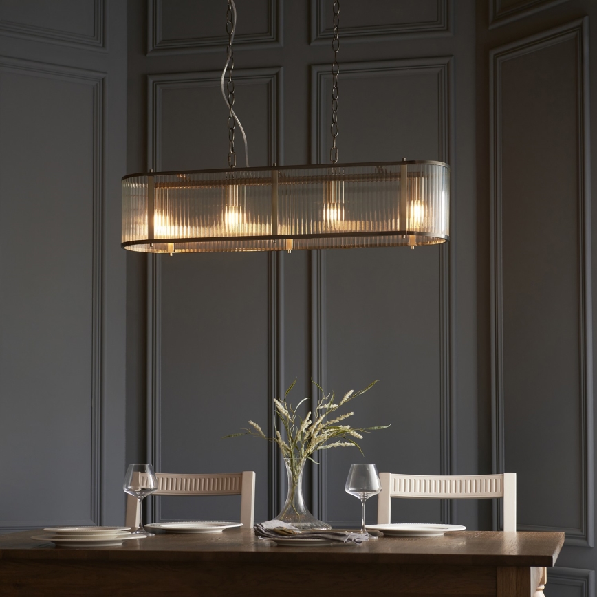 Endon 110945 - Hanglamp aan een ketting RIDGETON 4xE14/6W/230V messing/doorzichtig