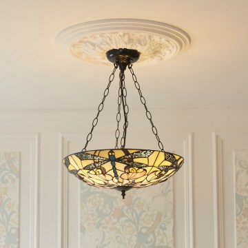 Endon 111869 - Kroonluchter aan ketting Tiffany ASHTON 3xE27/10W/230V Ø 45 cm