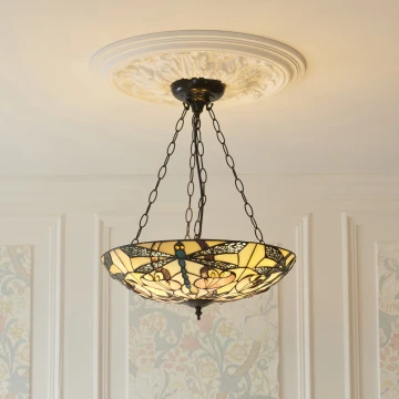 Endon 111869 - Kroonluchter aan ketting Tiffany ASHTON 3xE27/10W/230V Ø 45 cm
