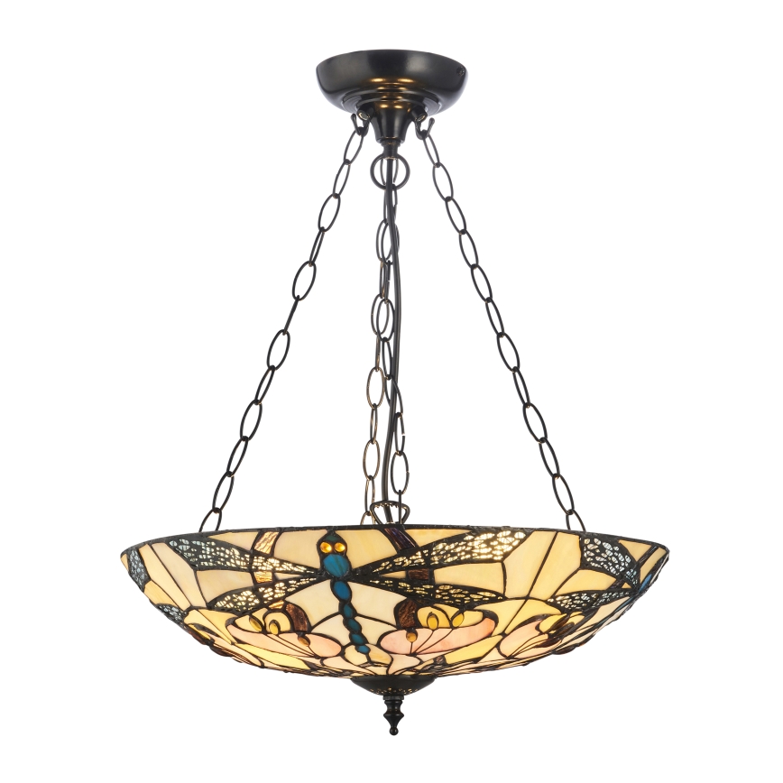 Endon 111869 - Kroonluchter aan ketting Tiffany ASHTON 3xE27/10W/230V Ø 45 cm