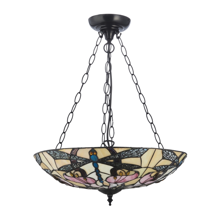 Endon 111869 - Kroonluchter aan ketting Tiffany ASHTON 3xE27/10W/230V Ø 45 cm