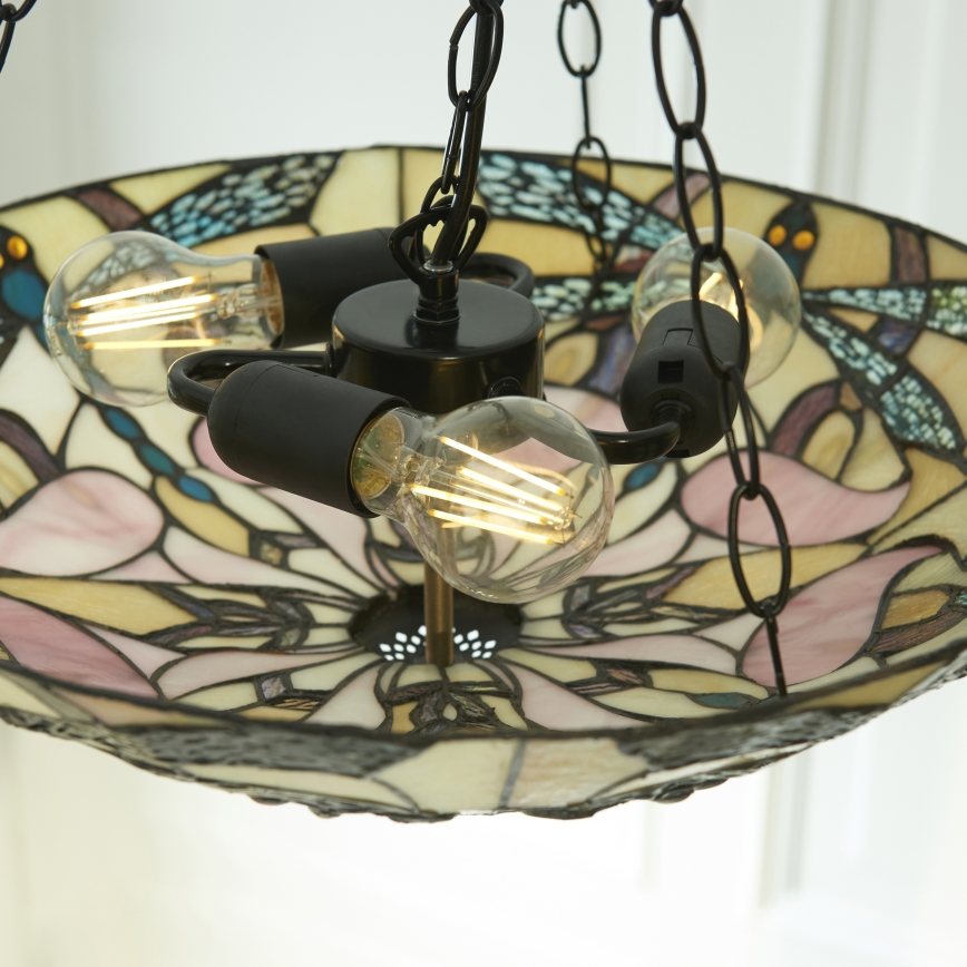 Endon 111869 - Kroonluchter aan ketting Tiffany ASHTON 3xE27/10W/230V Ø 45 cm
