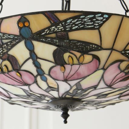 Endon 111869 - Kroonluchter aan ketting Tiffany ASHTON 3xE27/10W/230V Ø 45 cm