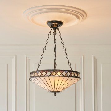 Endon 111870 - Kroonluchter aan ketting Tiffany FARGO 3xE27/10W/230V diam. 41,5 cm