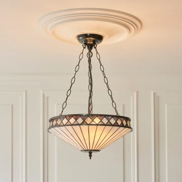 Endon 111870 - Kroonluchter aan ketting Tiffany FARGO 3xE27/10W/230V diam. 41,5 cm