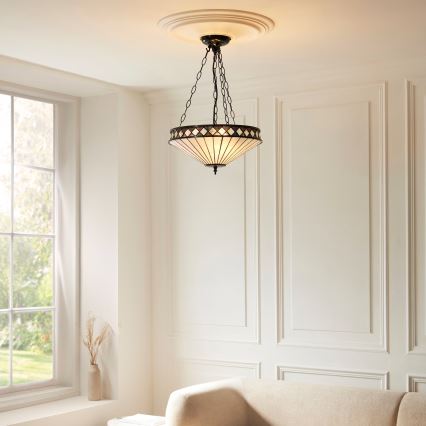 Endon 111870 - Kroonluchter aan ketting Tiffany FARGO 3xE27/10W/230V diam. 41,5 cm