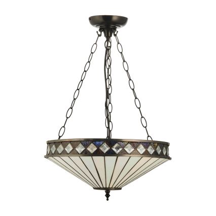 Endon 111870 - Kroonluchter aan ketting Tiffany FARGO 3xE27/10W/230V diam. 41,5 cm