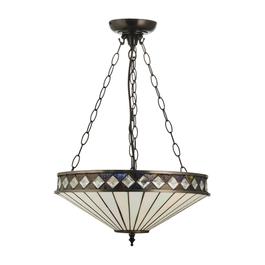 Endon 111870 - Kroonluchter aan ketting Tiffany FARGO 3xE27/10W/230V diam. 41,5 cm
