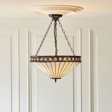 Endon 111871 - Tiffany-kroonluchter aan ketting FARGO 3x E27/10W/230V Ø 50 cm