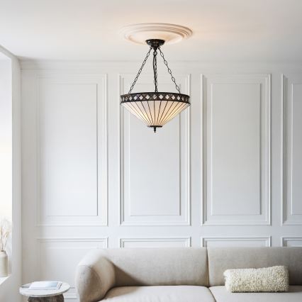 Endon 111871 - Tiffany-kroonluchter aan ketting FARGO 3x E27/10W/230V Ø 50 cm
