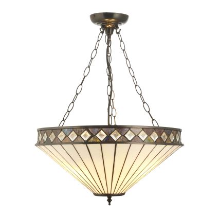 Endon 111871 - Tiffany-kroonluchter aan ketting FARGO 3x E27/10W/230V Ø 50 cm