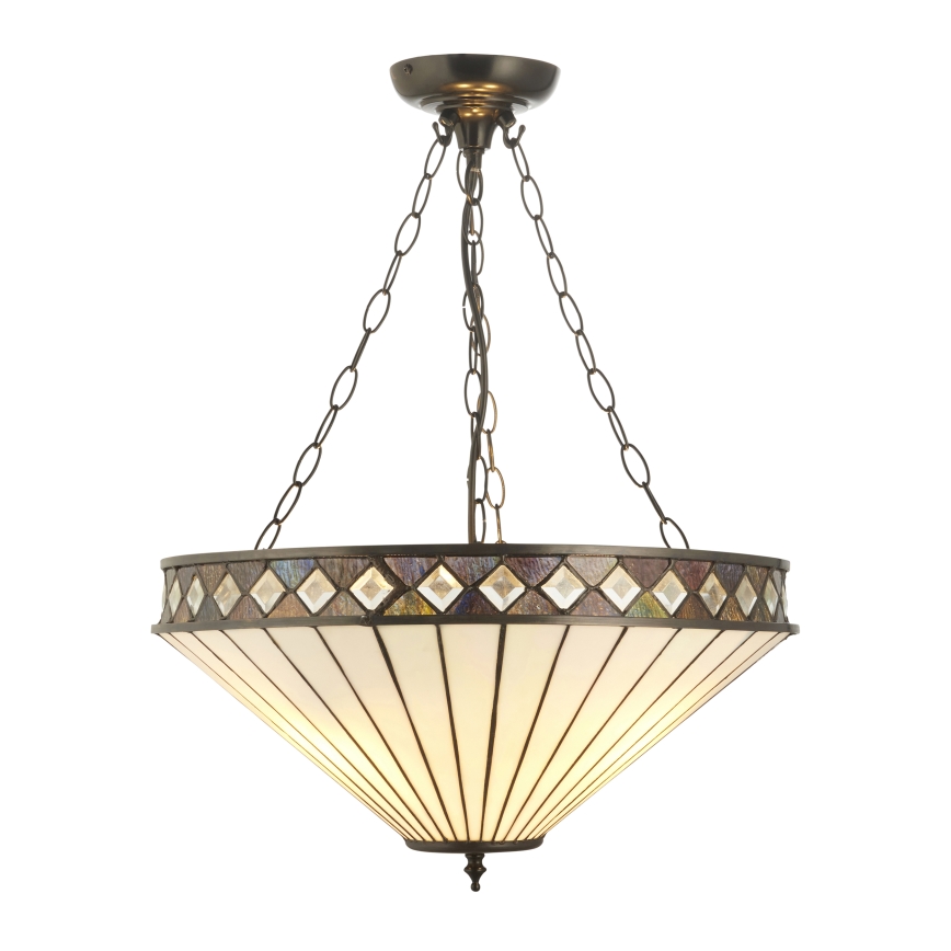 Endon 111871 - Tiffany-kroonluchter aan ketting FARGO 3x E27/10W/230V Ø 50 cm
