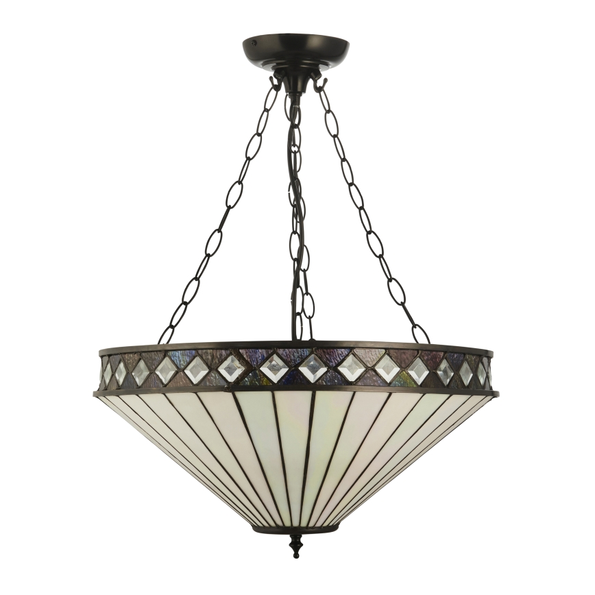 Endon 111871 - Tiffany-kroonluchter aan ketting FARGO 3x E27/10W/230V Ø 50 cm