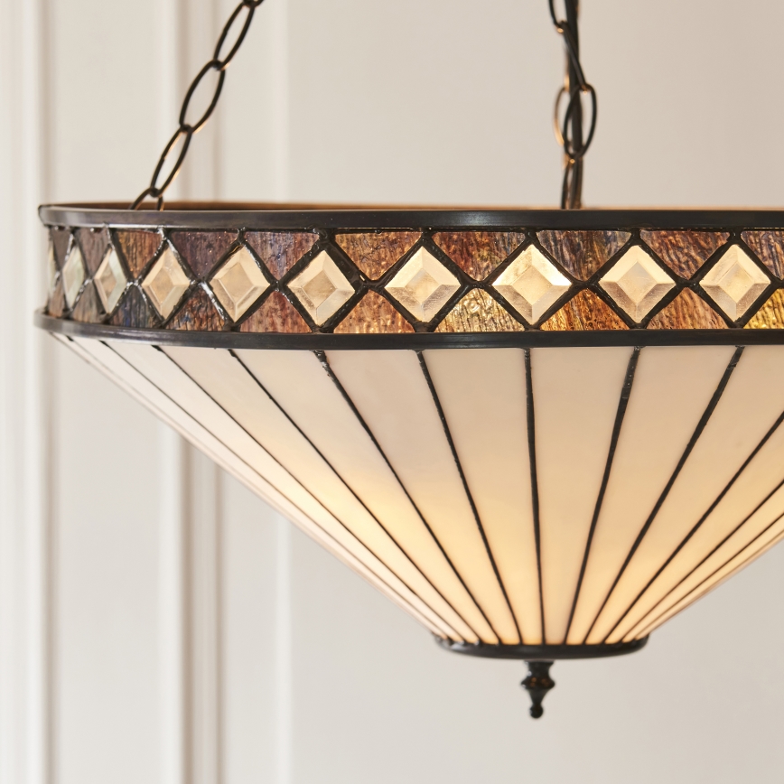 Endon 111871 - Tiffany-kroonluchter aan ketting FARGO 3x E27/10W/230V Ø 50 cm