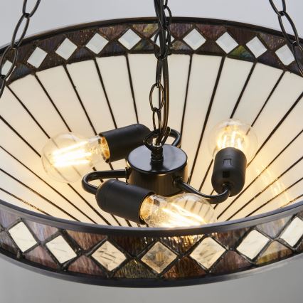 Endon 111871 - Tiffany-kroonluchter aan ketting FARGO 3x E27/10W/230V Ø 50 cm