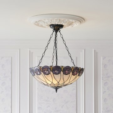 Endon 111872 - Tiffany-kroonluchter aan ketting HUTCHINSON 3xE27/60W/230V Ø 50 cm