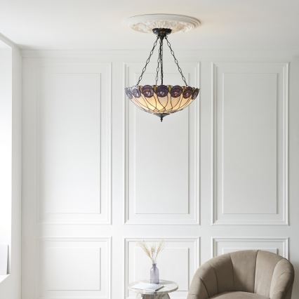 Endon 111872 - Tiffany-kroonluchter aan ketting HUTCHINSON 3xE27/60W/230V Ø 50 cm
