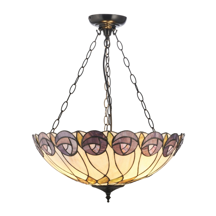 Endon 111872 - Tiffany-kroonluchter aan ketting HUTCHINSON 3xE27/60W/230V Ø 50 cm