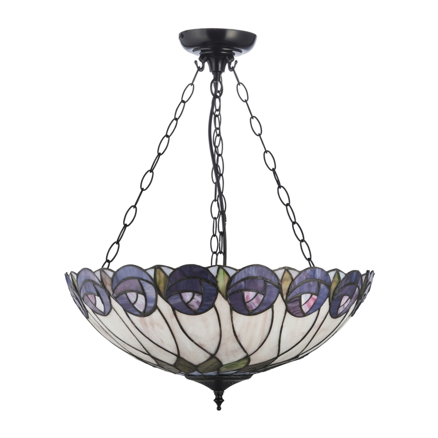 Endon 111872 - Tiffany-kroonluchter aan ketting HUTCHINSON 3xE27/60W/230V Ø 50 cm