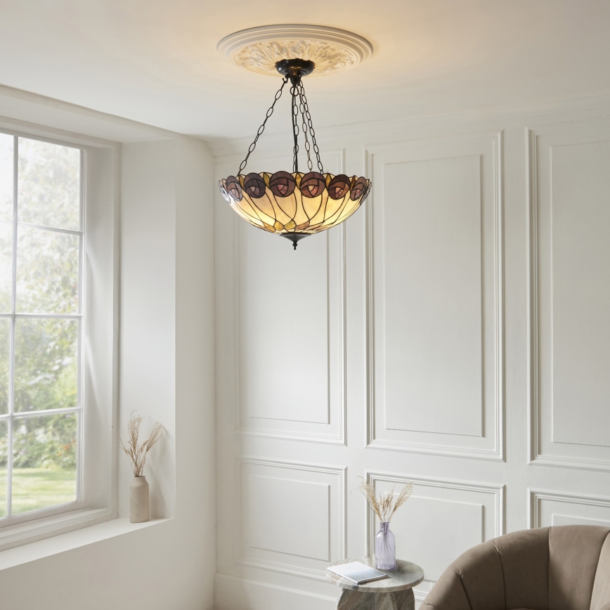 Endon 111872 - Tiffany-kroonluchter aan ketting HUTCHINSON 3xE27/60W/230V Ø 50 cm