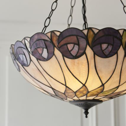 Endon 111872 - Tiffany-kroonluchter aan ketting HUTCHINSON 3xE27/60W/230V Ø 50 cm