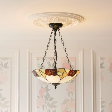 Endon 111879 - Tiffany INGRAM kroonluchter met ketting 3xE27/10W/230V Ø 45 cm