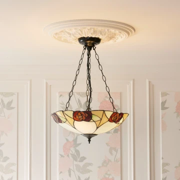 Endon 111879 - Tiffany INGRAM kroonluchter met ketting 3xE27/10W/230V Ø 45 cm