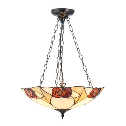Endon 111879 - Tiffany INGRAM kroonluchter met ketting 3xE27/10W/230V Ø 45 cm