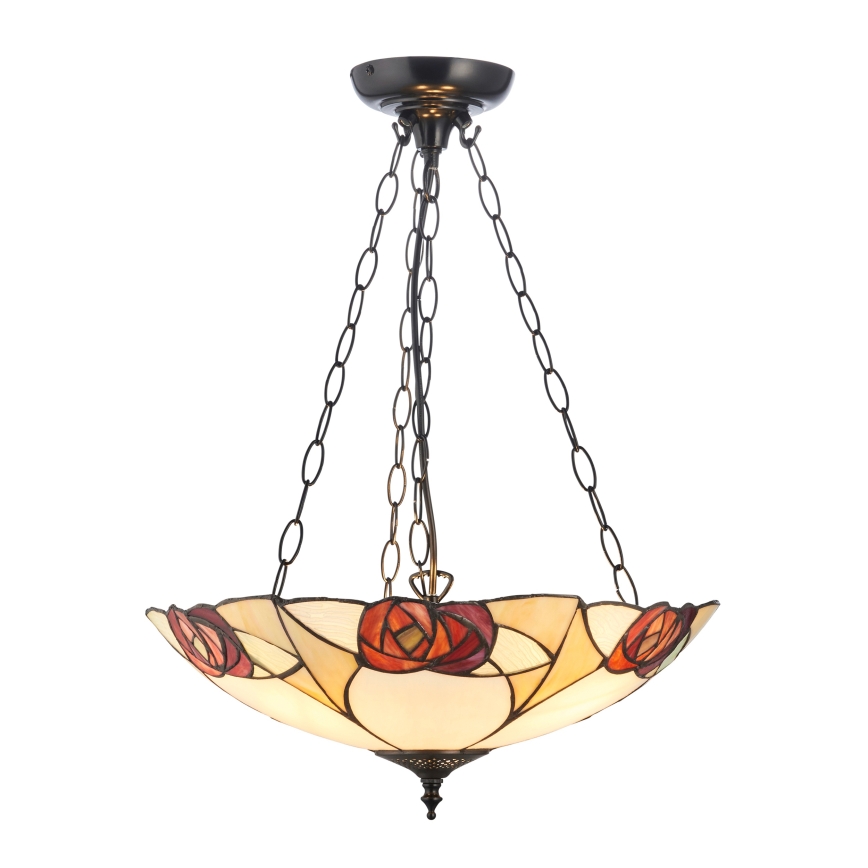 Endon 111879 - Tiffany INGRAM kroonluchter met ketting 3xE27/10W/230V Ø 45 cm