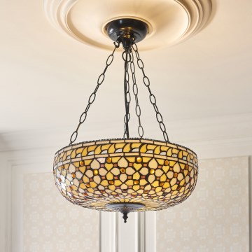 Endon 111882 - Kroonluchter aan ketting Tiffany MILLE FEUX 3xE27/10W/230V Ø 45 cm