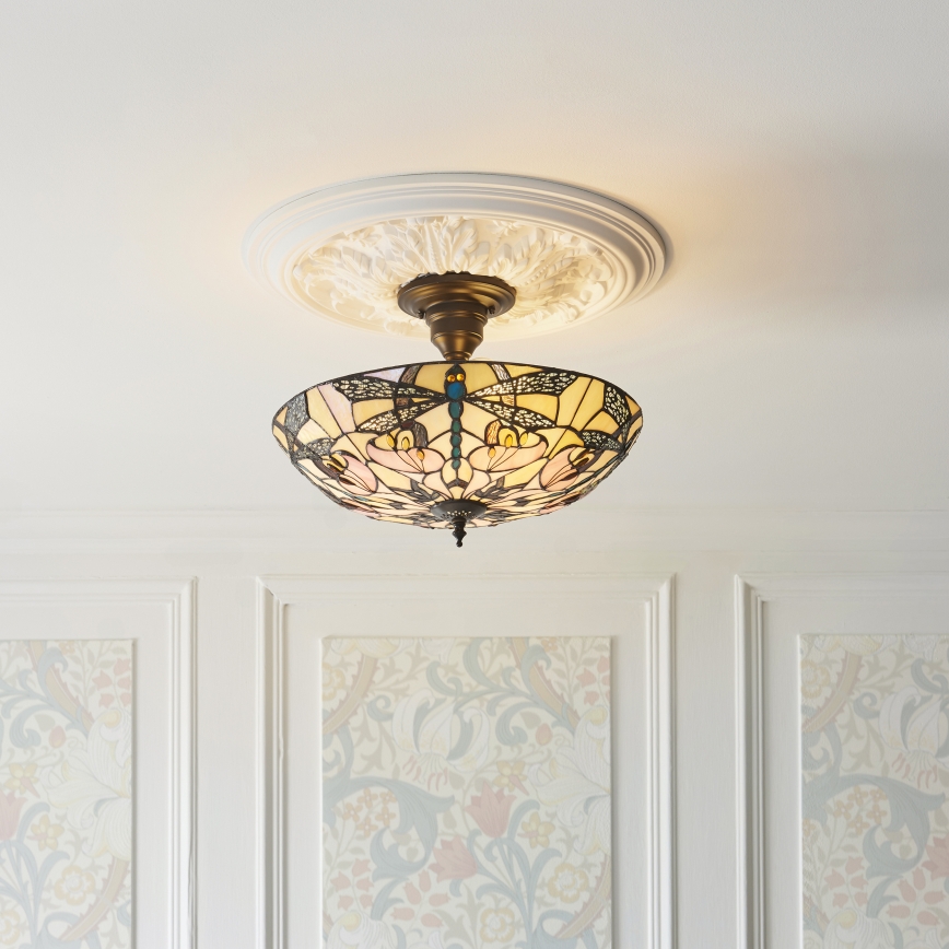 Endon 111892 - Opbouwplafondlamp Tiffany ASHTON 3xE27/10W/230V Ø 45 cm
