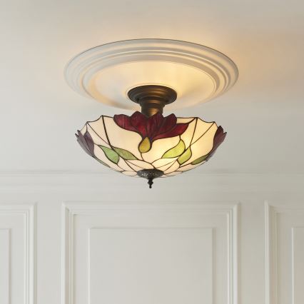 Endon 111896 - Opbouwkroonluchter Tiffany BOTANICA 3xE27/10W/230V Ø 45 cm