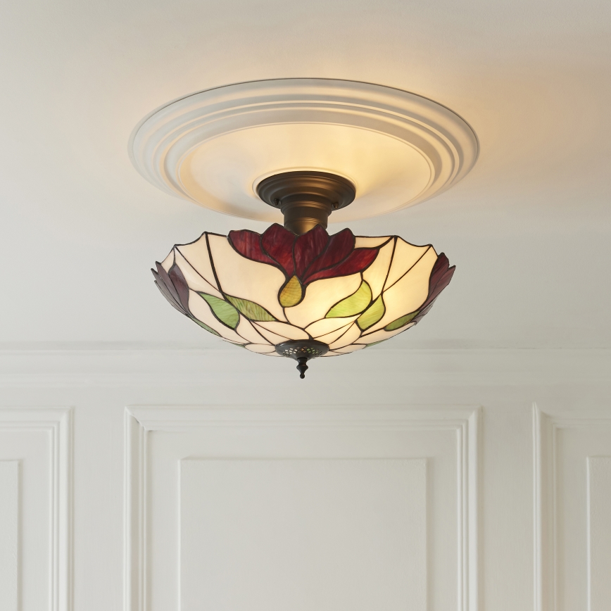 Endon 111896 - Opbouwkroonluchter Tiffany BOTANICA 3xE27/10W/230V Ø 45 cm