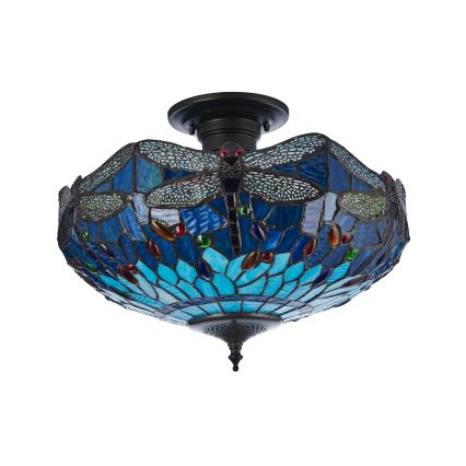 Endon 111897 - Tiffany DRAGONFLY plafonnière 3xE27/10W/230V Ø 41 cm