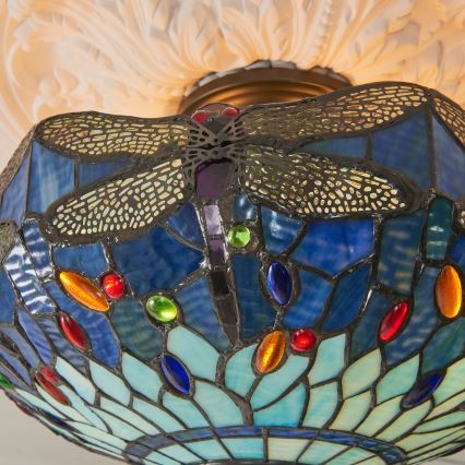 Endon 111897 - Tiffany DRAGONFLY plafonnière 3xE27/10W/230V Ø 41 cm