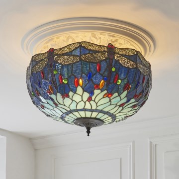 Endon 111899 - Plafondlamp Tiffany DRAGONFLY 3xE27/10W/230V pr. 50 cm