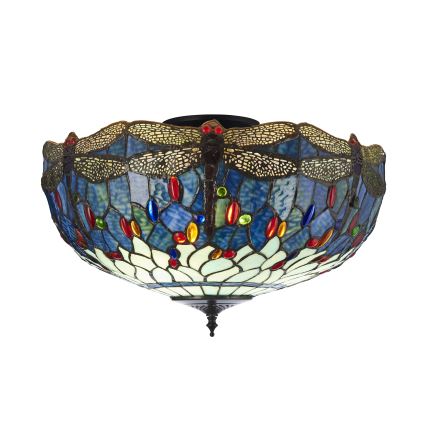 Endon 111899 - Plafondlamp Tiffany DRAGONFLY 3xE27/10W/230V pr. 50 cm