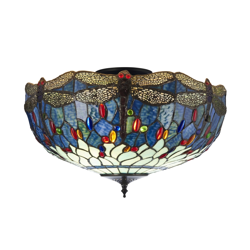 Endon 111899 - Plafondlamp Tiffany DRAGONFLY 3xE27/10W/230V pr. 50 cm