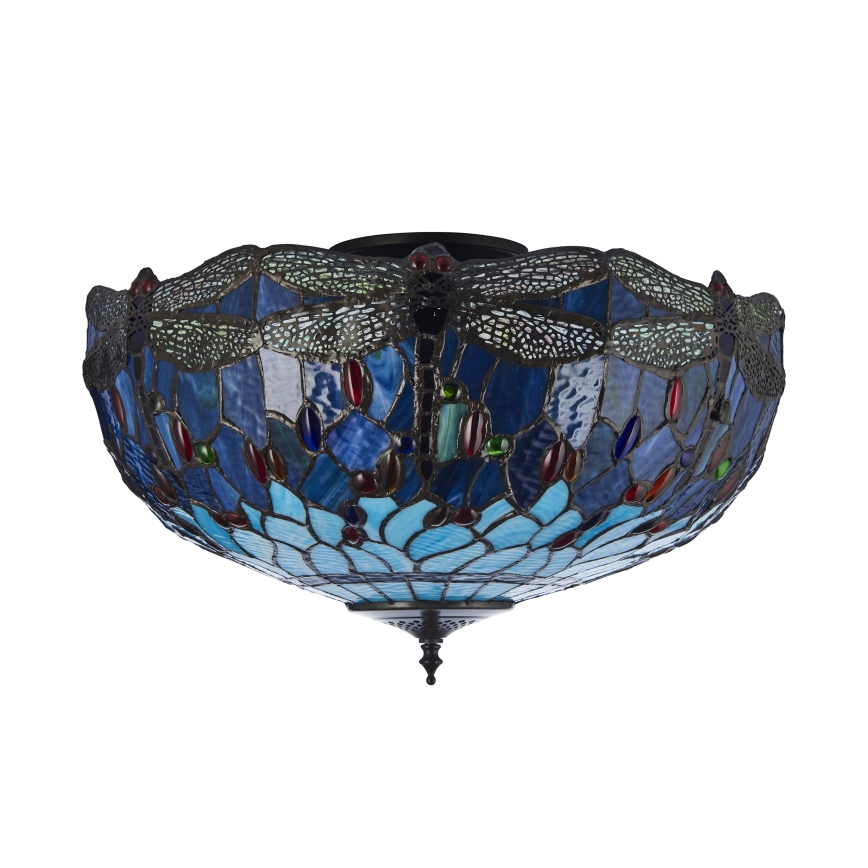 Endon 111899 - Plafondlamp Tiffany DRAGONFLY 3xE27/10W/230V pr. 50 cm