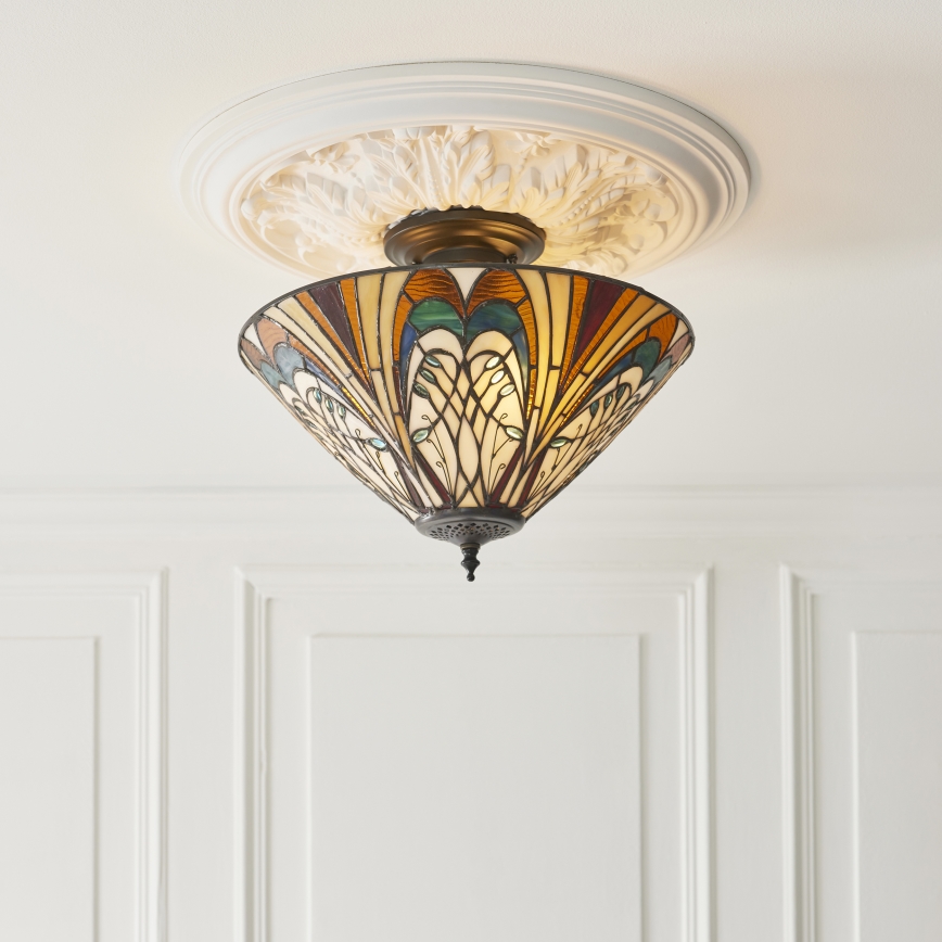Endon 111905 - Opbouwkroonluchter Tiffany HECTOR 3xE27/10W/230V Ø 40 cm