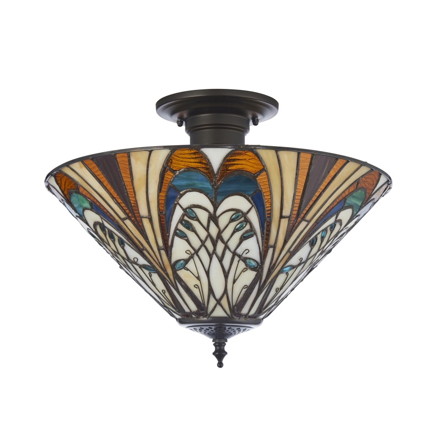 Endon 111905 - Opbouwkroonluchter Tiffany HECTOR 3xE27/10W/230V Ø 40 cm