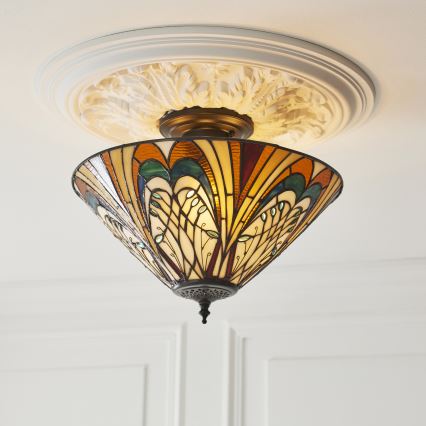 Endon 111905 - Opbouwkroonluchter Tiffany HECTOR 3xE27/10W/230V Ø 40 cm