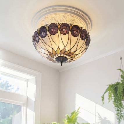 Endon 111906 - Plafondlamp Tiffany HUTCHINSON 3xE27/10W/230V Ø 50 cm