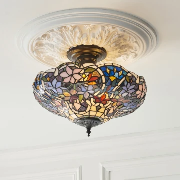 Endon 111915 - Tiffany SULLIVAN opbouwkroonluchter, 3x E27 / 10W / 230V, Ø 40 cm