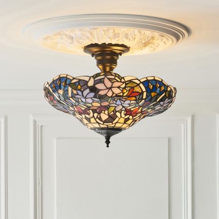 Endon 111915 - Tiffany SULLIVAN opbouwkroonluchter, 3x E27 / 10W / 230V, Ø 40 cm