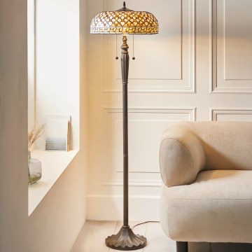 Endon 111921 - Vloerlamp Tiffany MILLE FEUX 2xE27/10W/230V Ø 45 cm