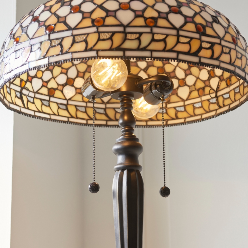 Endon 111921 - Vloerlamp Tiffany MILLE FEUX 2xE27/10W/230V Ø 45 cm