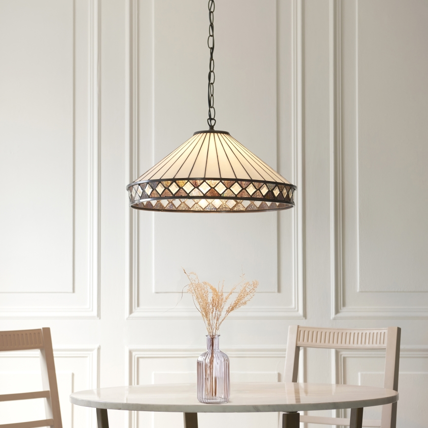 Endon 111961 - Kroonluchter aan ketting Tiffany FARGO 3xE27/10W/230V Ø 50 cm