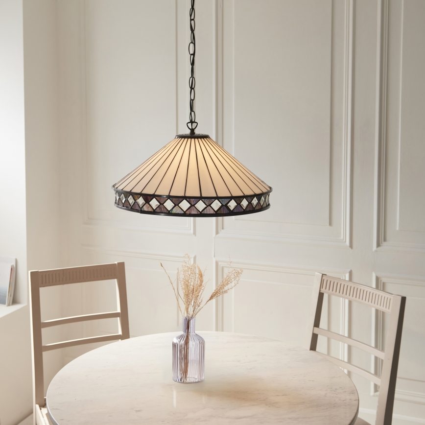 Endon 111961 - Kroonluchter aan ketting Tiffany FARGO 3xE27/10W/230V Ø 50 cm