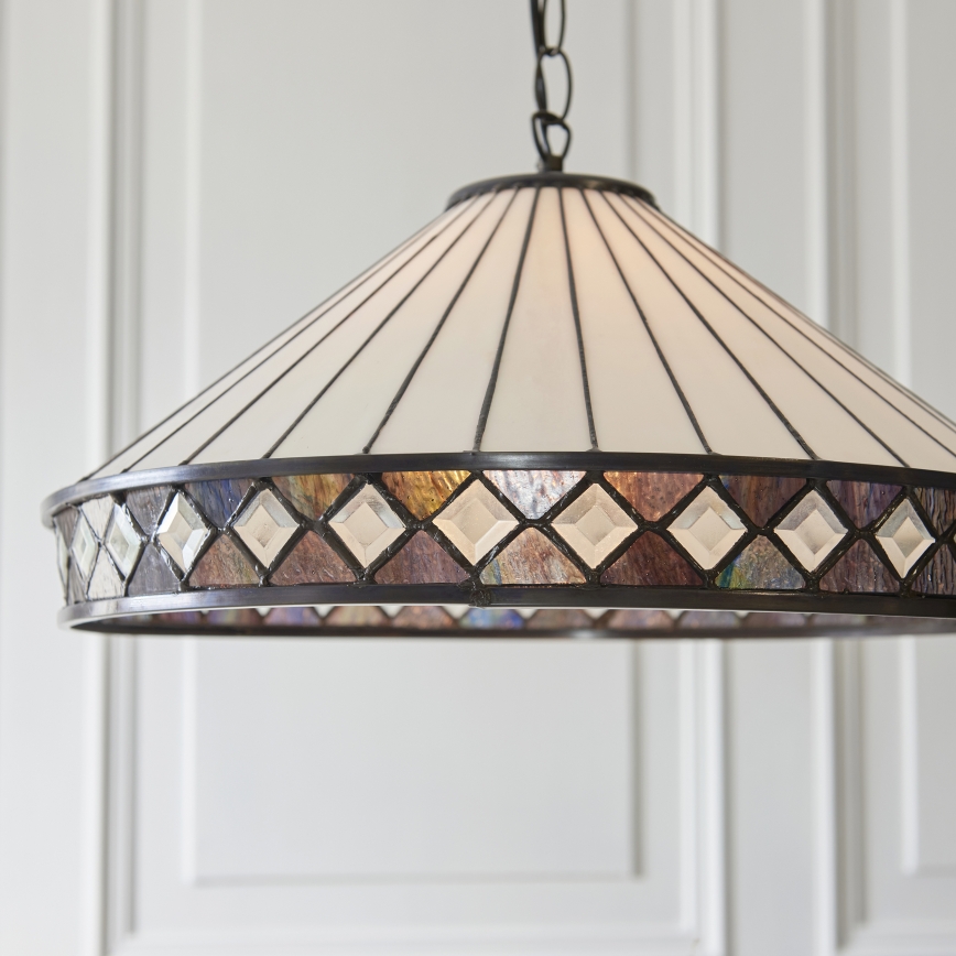 Endon 111961 - Kroonluchter aan ketting Tiffany FARGO 3xE27/10W/230V Ø 50 cm
